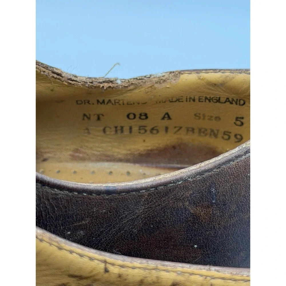 Vintage Dr Martens Made England 4 Eye Oxford Shoes Brown Leather UK 5